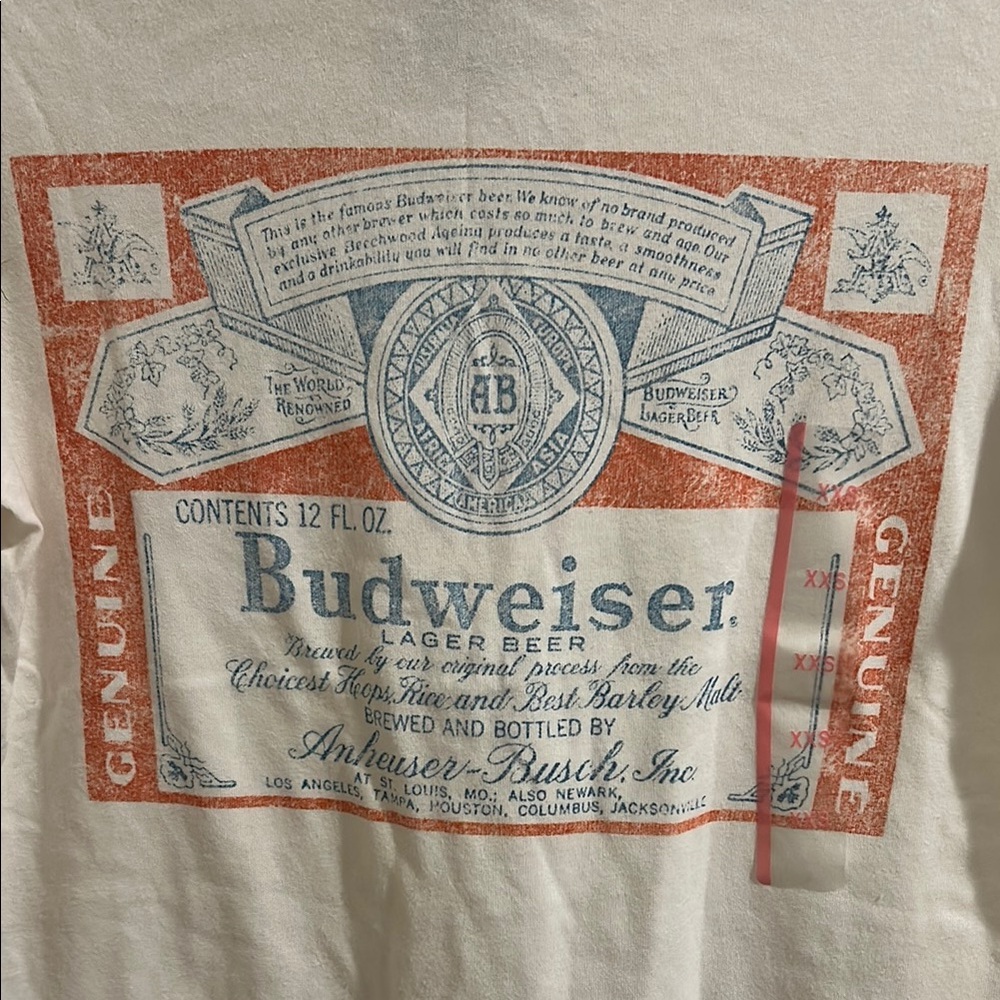 Budweiser Off-White Short Sleeve Tee Classic Design